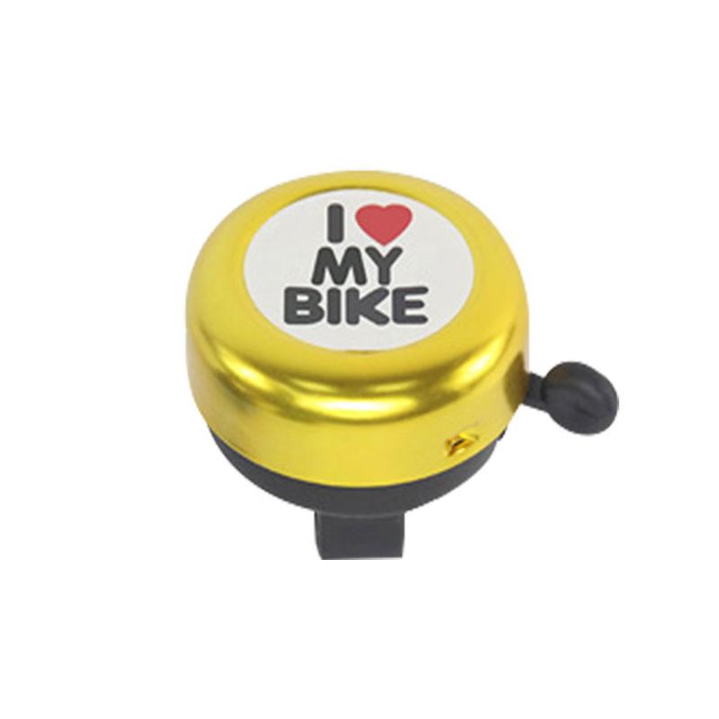 RTS Hot Sale Small Lovely Bicycle Bell I Love My Bike Logo Clear Volume Rich Color Safe Travel Bike Horn