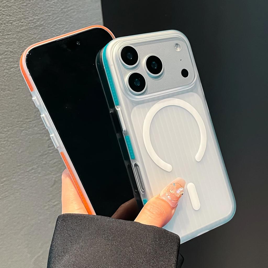 Матовый гофрированный чехол с магнитами MagSafe для iPhone Air 17 16Plus 15 14 13 Pro Max Ультратонкий прозрачный прочный жесткий ПК-чехол