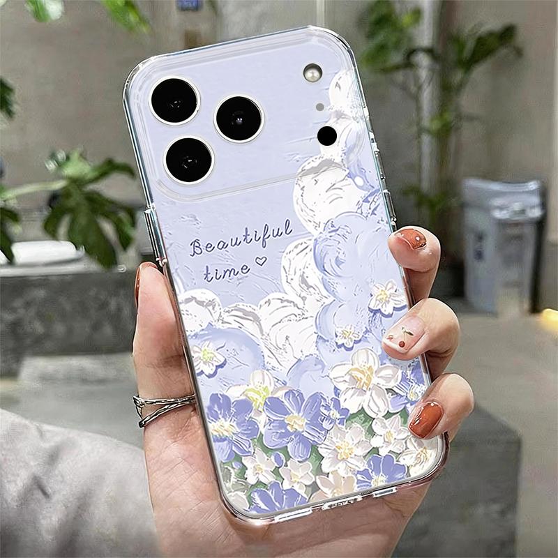 Масляная живопись Цветы Чехол для телефона Для iPhone 17 Pro Max Чехол iPhone 16 15 14 13 12 Pro Max 11 Прозрачный ТПУ Силиконовый Мягкий Чехол