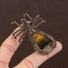 Tiger Eye Handmade Copper Wire Wrap Spider Pendant 2.56" W4e35