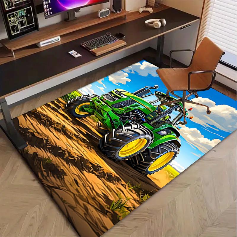 Tractor Polyester Carpet, Soft Indoor Mat for Office Chair, Living Room, Computer Desk - Decorative Home Office Rug Design