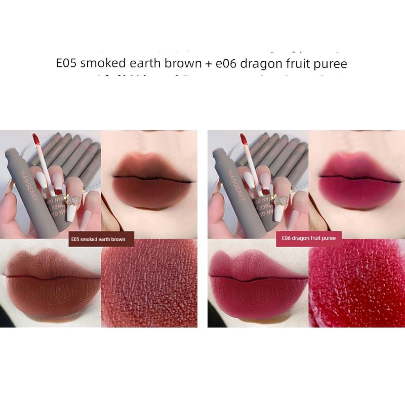 Fingertip Lip Lacquer Matte Finish Velvet Lip Mud Does Not Fade No Stain on Cup Niche Style Brand Student Plain Lipstick for Women