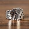 Fashion Exaggerated Opening Ring Playing Card Crystal Finger Rings for Men Women  Vintage Poker Party Punk