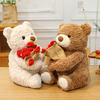 Rose Bear Plush Toy Cute Teddy Bear Holding Flower Bouquet Soft Stuffed Animal Gift for Valentine's Day