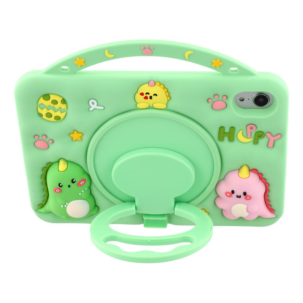 For iPad mini (2024)/(2021) Silicone Case Rotating Kickstand Hand Grip Cute Tablet Cover