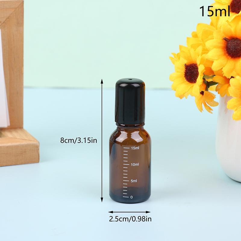 1 шт. Янтарный шариковый флакон для эфирных масел, пустой флакон для духов, многоразовый контейнер для жидкости, 5/10/15/30/50/100 мл