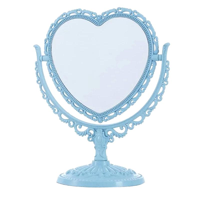 Настольное зеркало для макияжа в форме сердца, переносное двухстороннее зеркало для макияжа, ручное зеркало, компактное косметическое зеркало для женщин