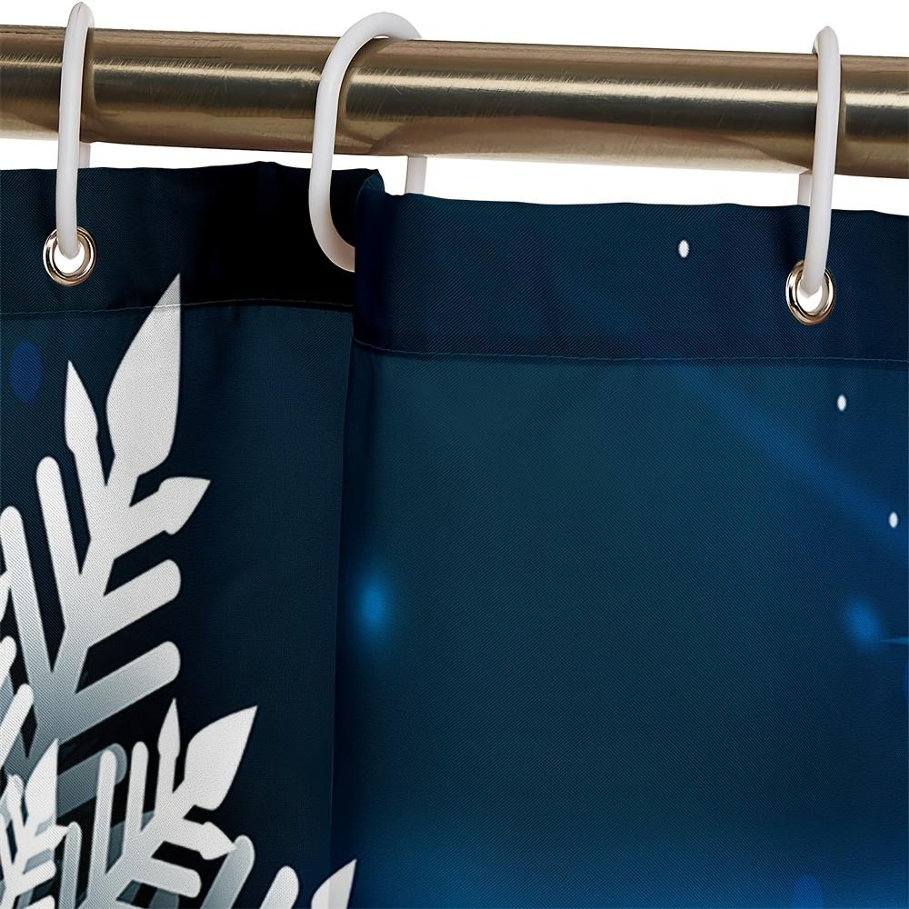 4Pcs Bathroom Shower Curtain Set Christmas Crystal Snowflake Pattern Bathroom Curtain With 12 Hooks Non Slip Rugs Toilet Cover Mat Bathroom Partition