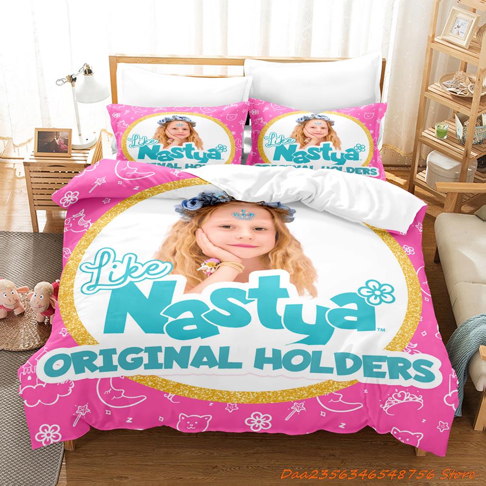Like Nastya Bedding Set Single Twin Full Queen King Size Bed Set Aldult Kid Bedroom Duvetcover Sets 3D Anime Bed Sheet Set