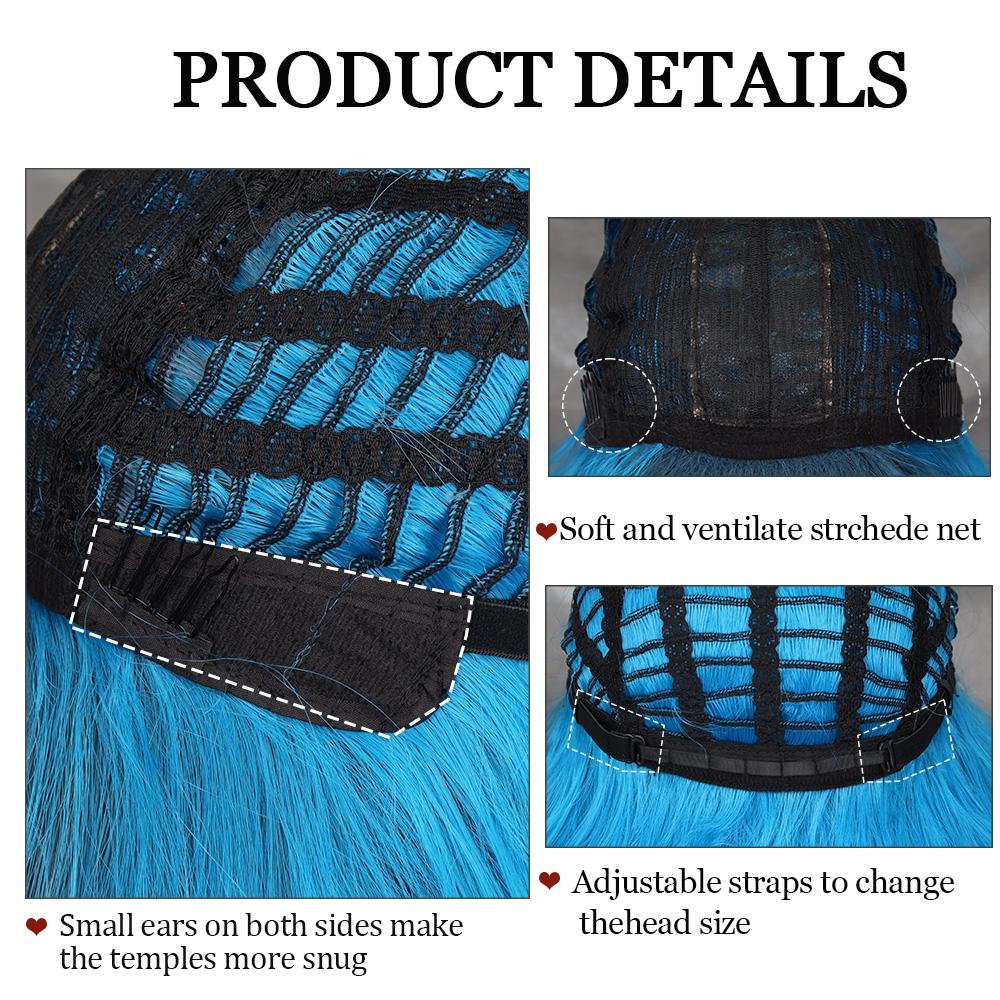 MISS WIG Длинные синие синтетические парики, натуральные волнистые с челкой, парики из высокотемпературного волокна для женщин, косплей, вечерние повседневные парики