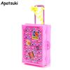 Kids Toy Plastic 3D Cute Miniature Travel Suitcase Luggage Case Trunk For Barbie Doll House Gift Toys Dollhouse Furniture
