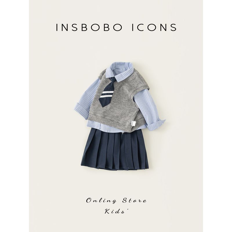 Girls' Spring Outfit Set, Preppy Style, Three-Piece Set for Baby Girls, 2026 Spring New Style, Children's Long-Sleeved Korean Fashion