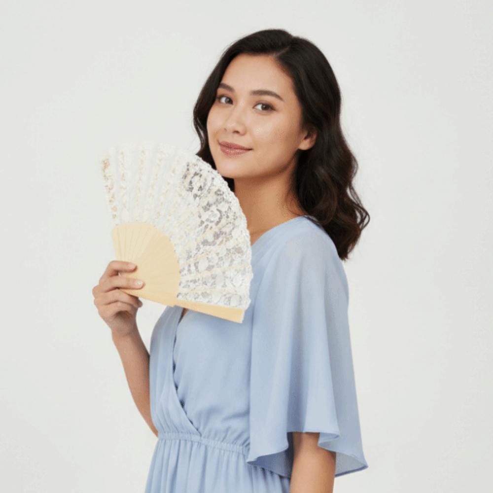 Portable Folding Handheld Fan Floral Lace Women's Folding Fan Lace Hand Fan Bridesmaid Gifts