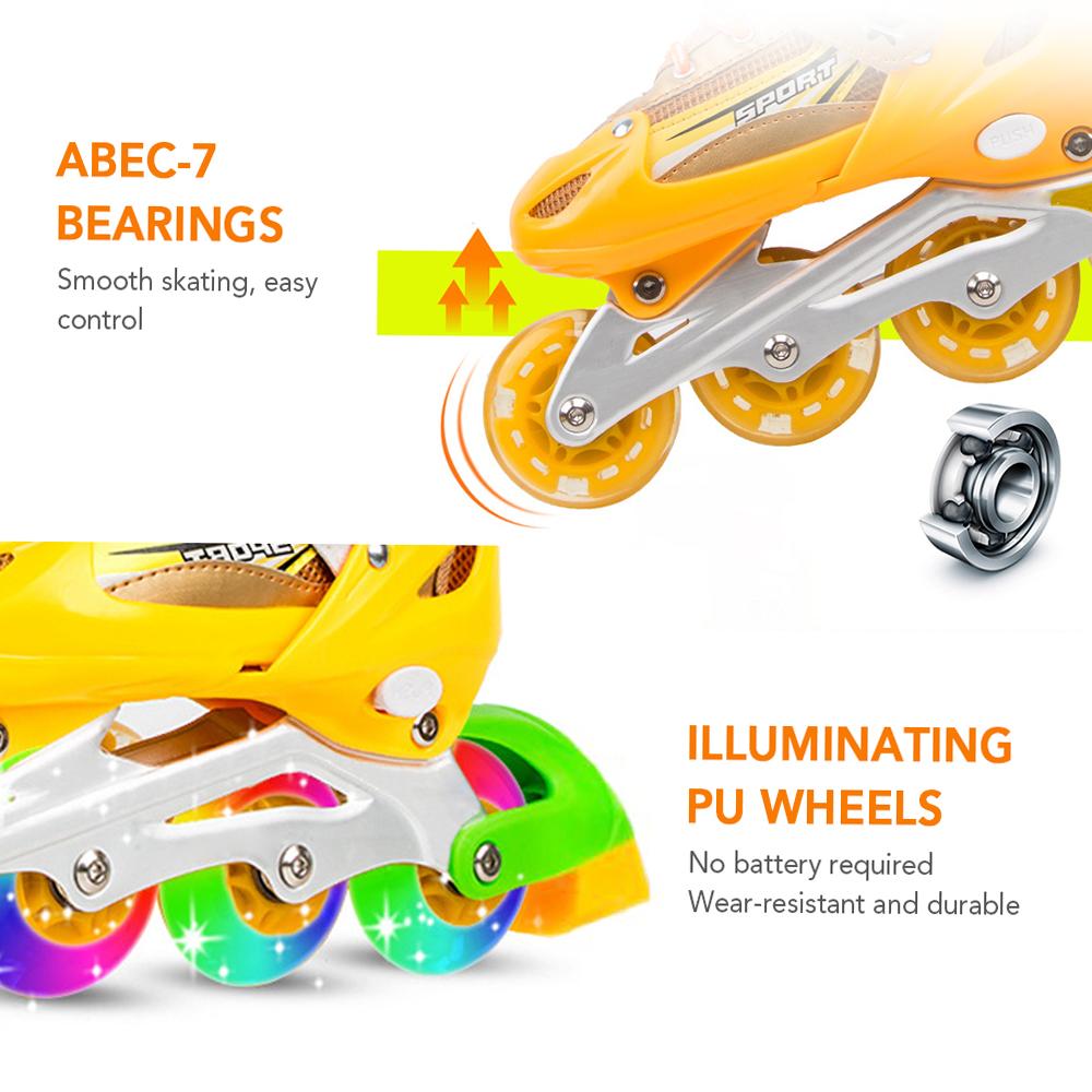 Регулируемые роликовые коньки со светящимися колесами для детей и взрослых, роликовые коньки для фитнеса в помещении и на открытом воздухе