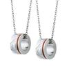 Pair Necklace Set of 2 Cat Red Thread Heart Circle Baby Ring Allergy Free Surgical Stainless Steel 316L Couple Anniversary Birthday Gift [White