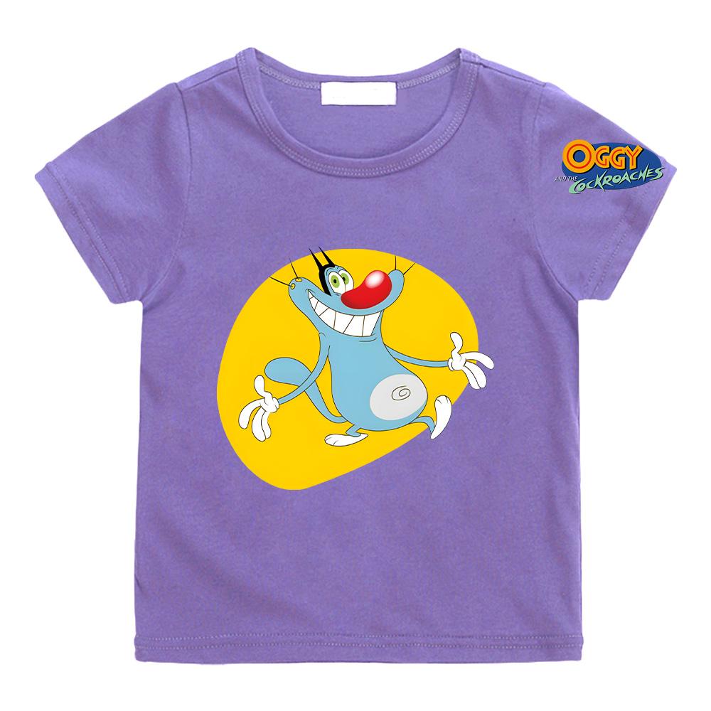Oggy and The Cockroaches Tshirt Funny Animation Anime Tees Kids Cotton Tshirt Summer Short Sleeve High Quality Tee-shirt Clothes