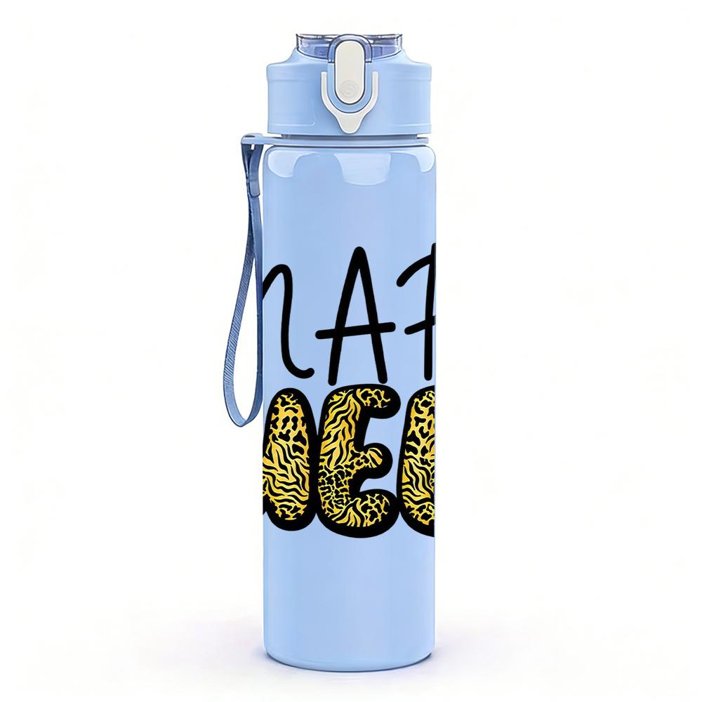 1PC Nap Queen Glitter Crown Text 750ml Color Plastic Sports Water Bottle Leakproof Flip Straw Lid Suitable for Sports Office Home Use
