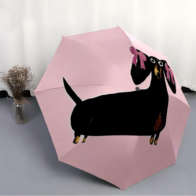 1pc Cute Dachshund Pattern Automatic Open/Close Exquisite Umbrella - Compact Travel Umbrella, 8-Rib Heavy-Duty Construction, Ideal Gift,28067