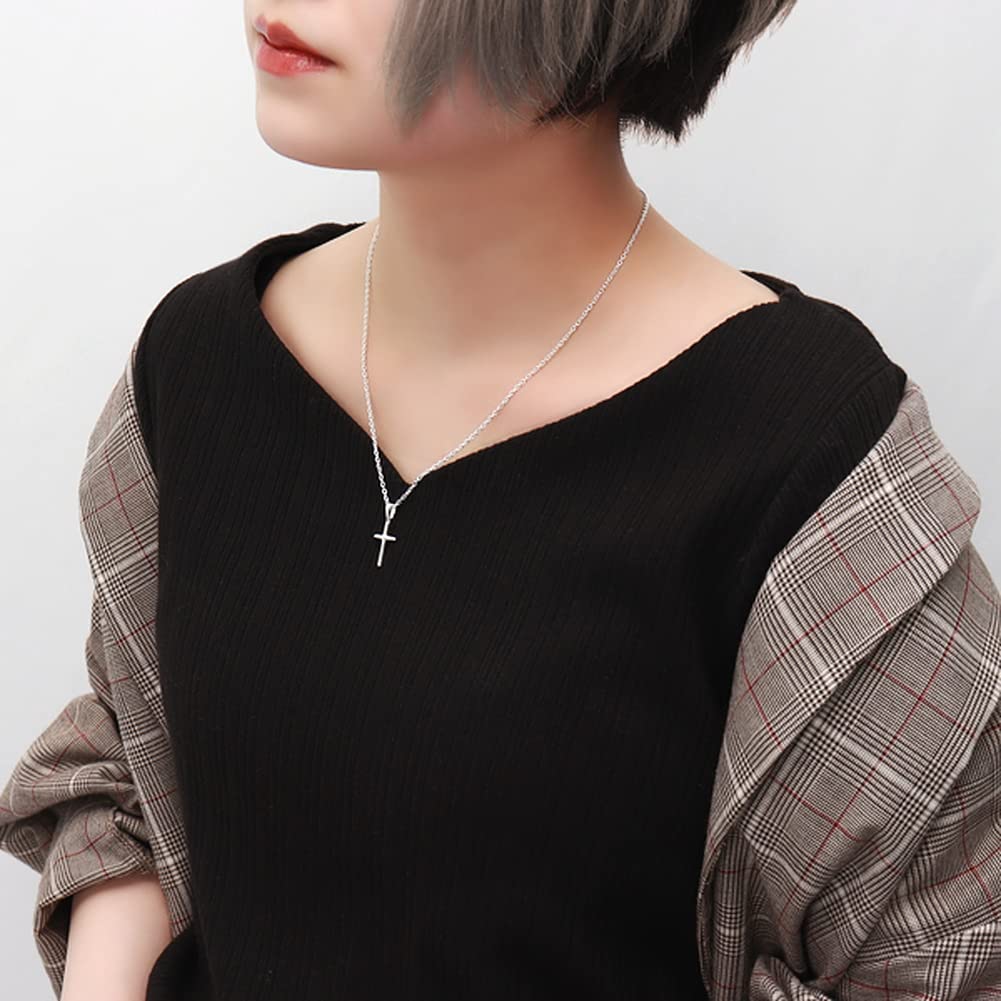 Синдзюку Гин но Кура Маленький Простой Крест Серебро 925 Ожерелье Распятие Латинский Крест Подвеска (Цепь 45см)