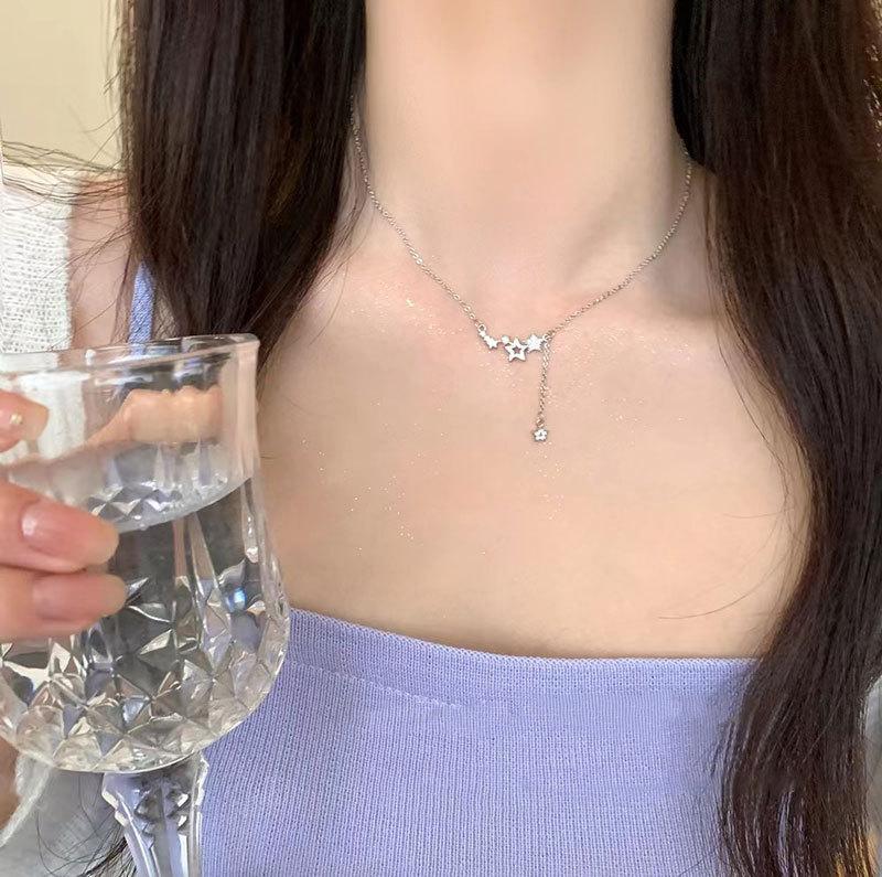 Star Tassel Necklace, Women's Flash Diamonds, Zircon Temperament, Versatile Ins Style, High-end Design, Necklace Accessories, Women