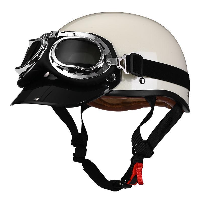 Retro Motorcycle Helmet, Men's Four Season Pedal Cruising Scoop Helmet, Safety Helmet, Women's Electric Half Helmet