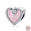 Медные Розовые Коллекционные Шармы-Бусины в форме Сердца для Оригинального Браслета Бренда Сделай Сам Ювелирный Подарок