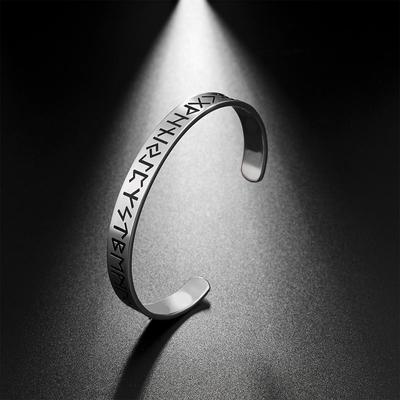 Мужской браслет Viking с 24 рунами, регулируемый амулет викингов из нержавеющей стали, винтажный браслет-манжета для женщин и мужчин, подарки