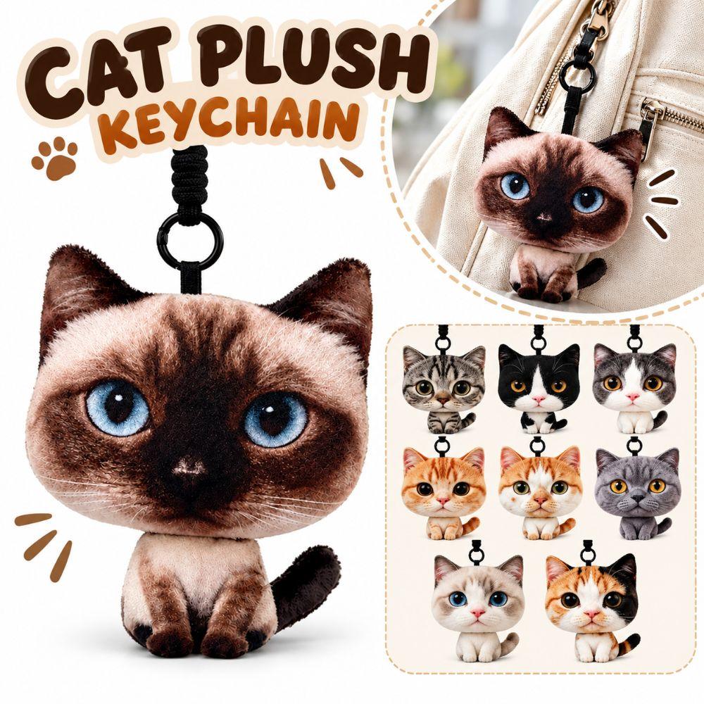 Plush Cat Plush Doll Keychain Cartoon Design Car Key Ring Cute Doll Bag Pendant  Gifts
