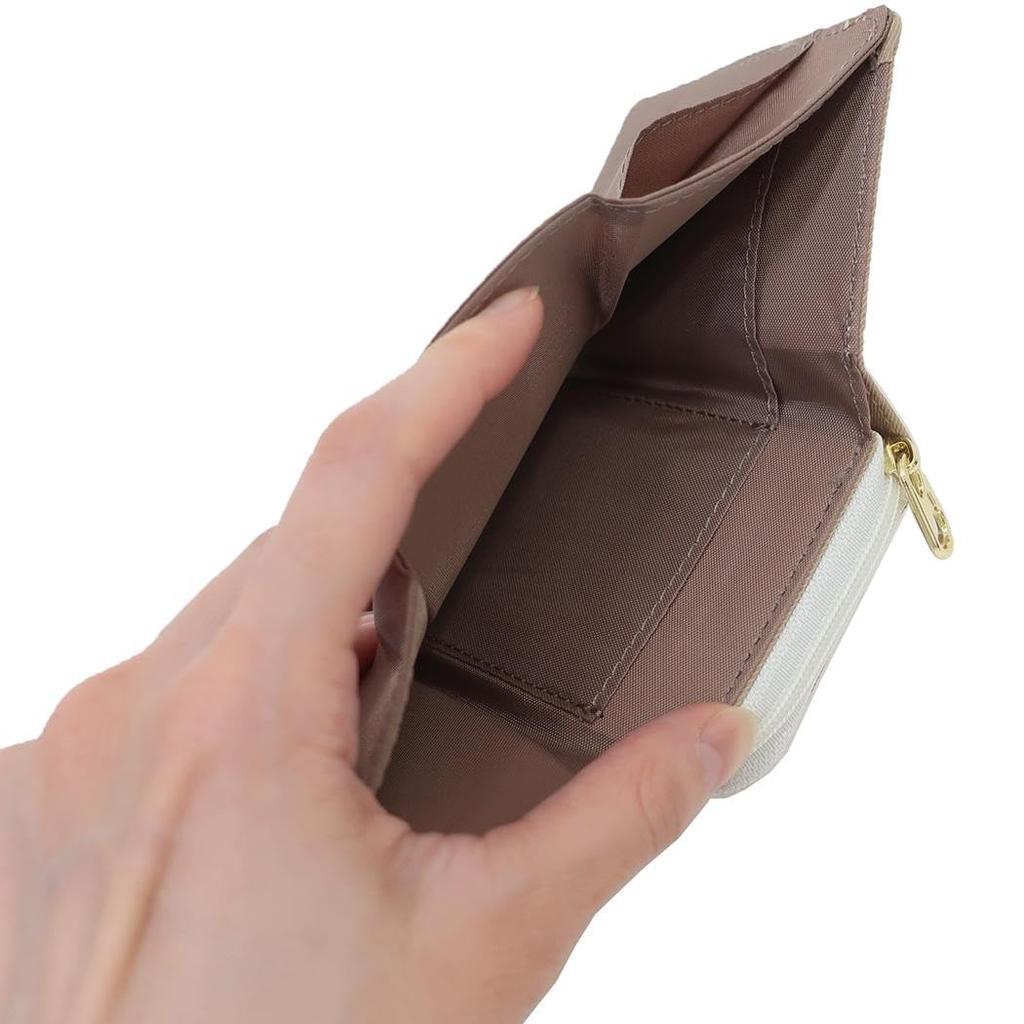 Snoopy Zipper Trifold Wallet Beige Applique SN&CB