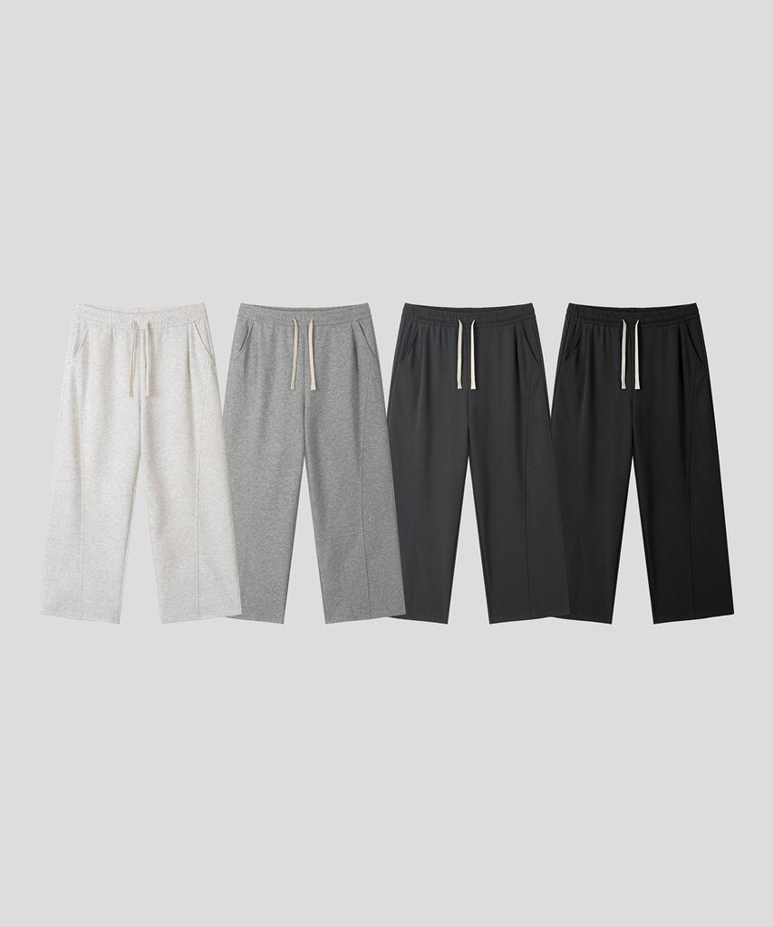 BLACK MOMENT Essential Wide Pants [White Melange]
