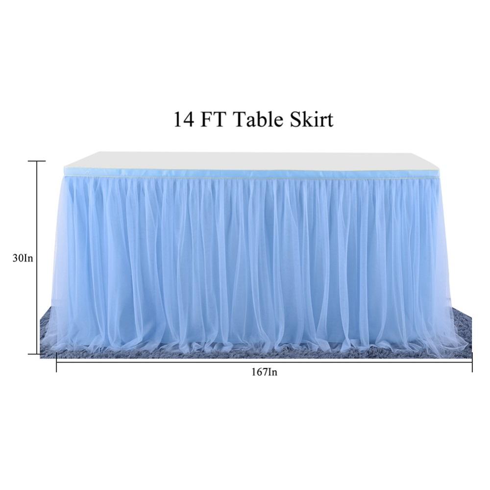 6/9/14 футов тюль юбка для стола прямоугольное украшение стола марлевая ткань чехол для свадебной вечеринки