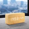 Digital Alarm Clock Wooden LED Table Clock with Temperature for Bedroom Office Travel Desk Decorations