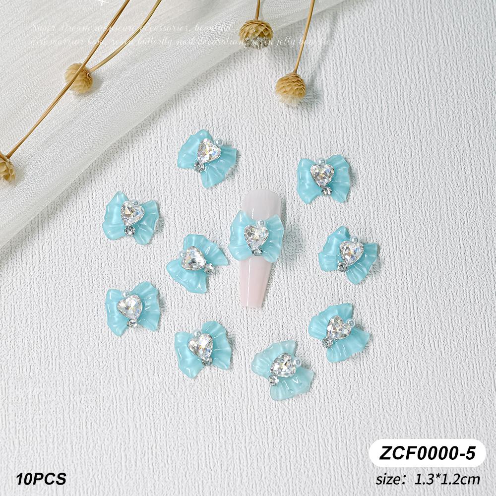 10pcs Sailor Warrior Moon Nail Charm 3D Shiny Japanese Bowknot Diamond Gem Nail Rhinestones Crystal Heart Design DIY Nail Parts