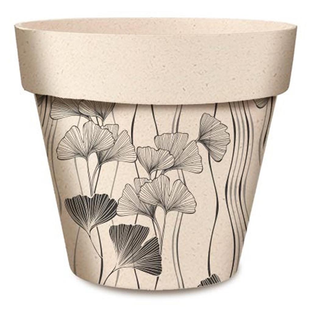 Les Trésors De Lily [R6623] - Black Beige 'Ginkgo Biloba' Bamboo Planter - 95x84 Mm