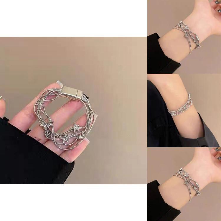 Chic Star Tassel Layered Bracelet For Women Stylish Sweet Cool Jewelry Alloy