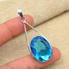 Blue Topaz Gemstone 925 Solid Sterling Silver Handmade Charming Pendant Jewelry
