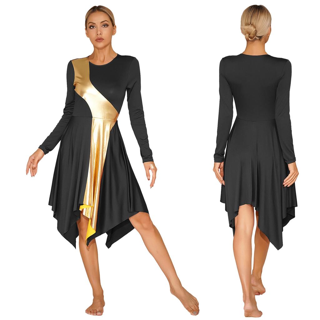 Женское платье для литургического танца с высоким низким поклонением цвета металлик, костюм для бальных танцев