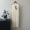 Outward Hollow Top Vest Skirt Women's Summer Slit Sleeveless Dress Mid Length Knitted Top