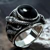 Rings for Men Norse Mythology Jormungandr Snake Mens Vintage Black Ring Punk Viking Snake Ring Birthday Gift