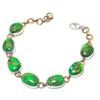 Natural Copper Turquoise Gemstone 925 Sterling Silver TwoTone Bracelet 7-8" Y8t07