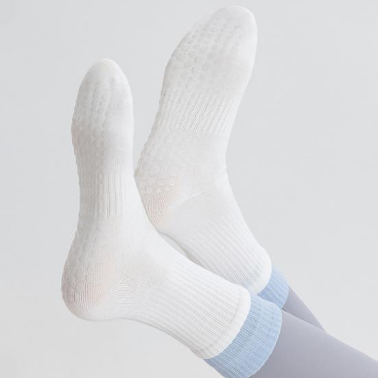 1 Pair Yoga Socks with Non-slip Gripper Breathable Moisture-Wicking Ballet Dance Fitness Pilates Athletic Gym Sports Mid-calf Socks