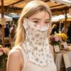 Lightweight Summer Face Mask Women Neck Sun Protection Mask, Cotton Dot Print UV Outdoor Cycling Cover, Foldable Gaiter Scarf for Driving Camping