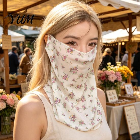 Lightweight Summer Face Mask Women Neck Sun Protection Mask, Cotton Dot Print UV Outdoor Cycling Cover, Foldable Gaiter Scarf for Driving Camping