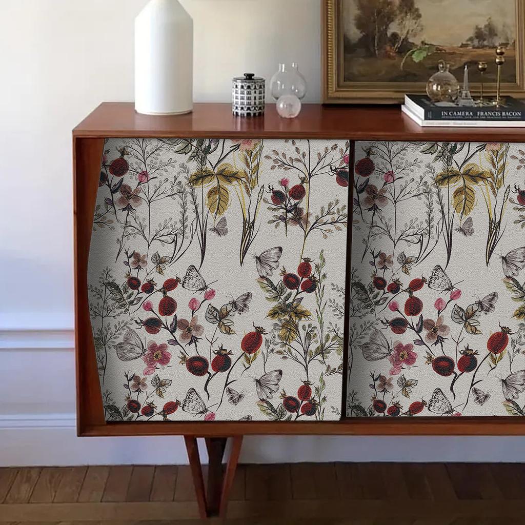 Butterflies Floral Peel and Stick Wallpaper Roll for Bedroom Bathroom Self Adhesive Contact Paper for Wall Cabinet