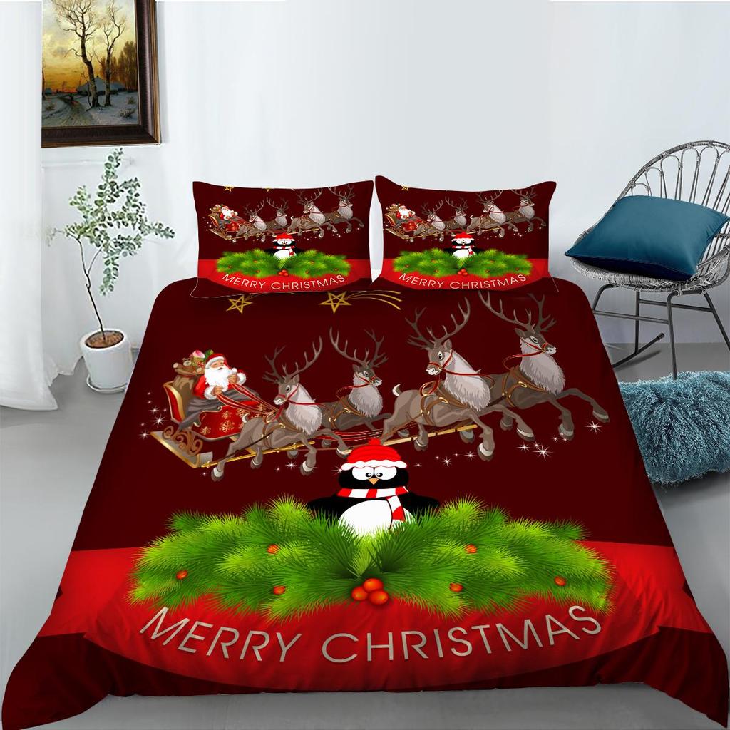 Christmas Themed Home Bedding Set, Bedroom Duvet Cover Bedding Set, EU Full Size Single/double Bed Home Decoration