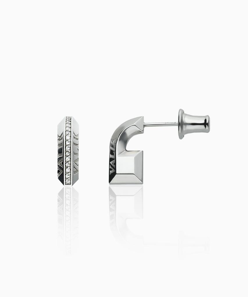 Valik [925 Silver] No.50 Half Signature Line Setting Earrings [L]