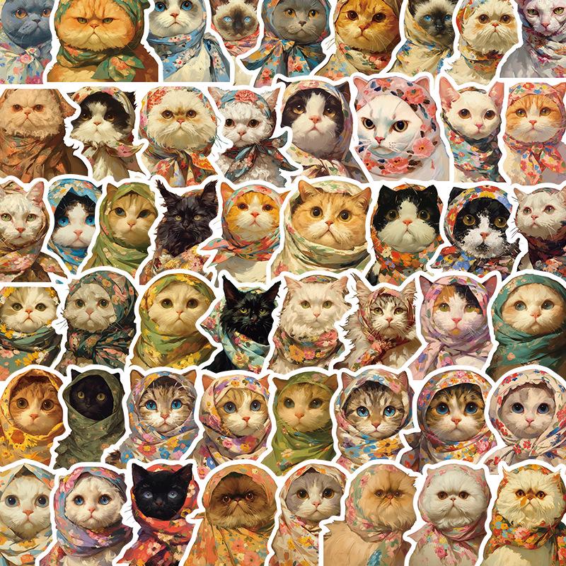 Cute Cat Cartoon Graffiti Stickers: Waterproof DIY Decorations for Notebooks & Suitcases
