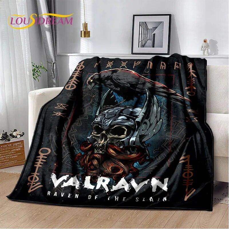 3D Viking Odin Valhalla Nordic Mythology Symbols Blanket,Soft Throw Blanket for Home Bedroom Bed Sofa Picnic Office Travel Cover