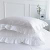 2pcs Super Sale White Pillowcase 100% Cotton Pillow Case Home Bedding Pillows Cover Pinched Ruffle Design Princess Pillowcases