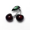 Fashion Crystal Dark Red Cherry Brooches For Women Clothing Cute Alloy Crystal Fruit Enamel Pins Party Jewelry Gifts